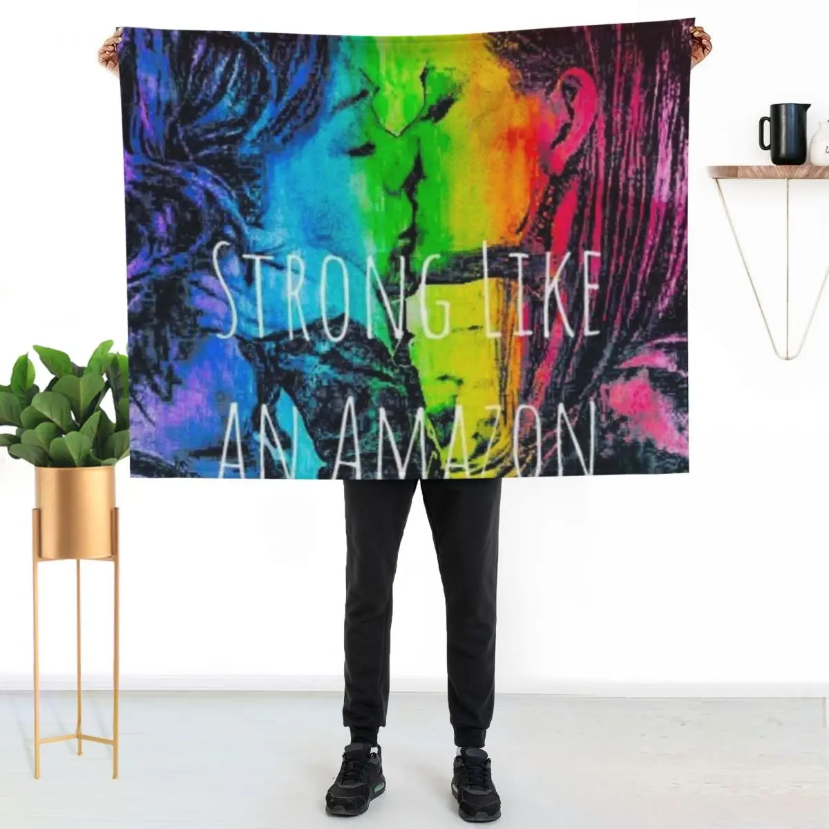 Strong Like an Amazon Throw Blanket Warm Accent Blanket for Living Room Decoration
