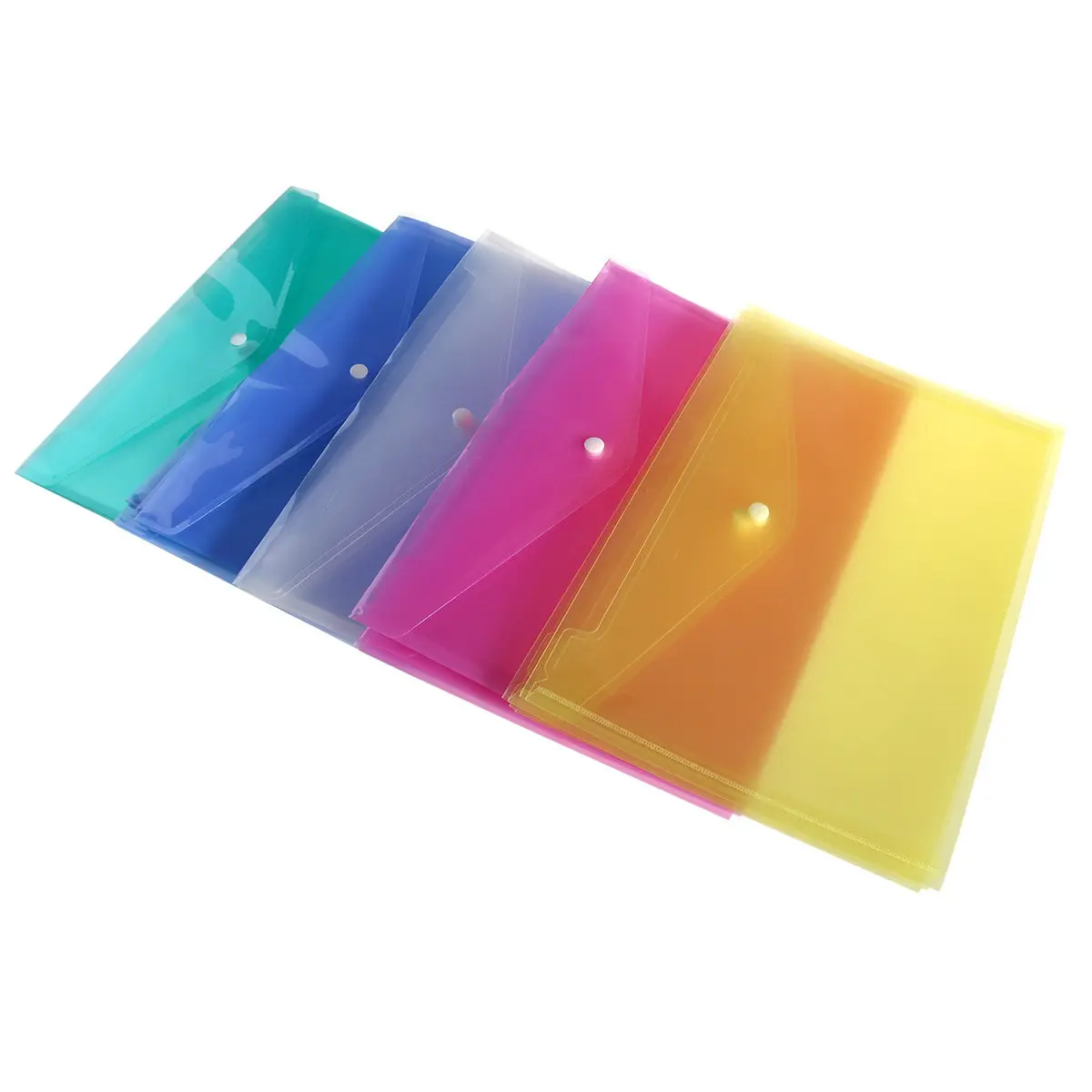 

20Pcs Document Folder A4 Polypropylene Snap Button Folder Assorted Bright Colors Clear Document Holder Office Supplies