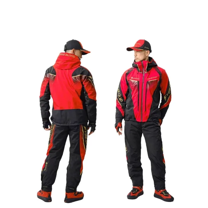 2025 New S Brand Rock Fishing Clothing Set Plus Size Waterproof and Warm Fishing Jacket and Overall Pants 2pcs Set RT-151X