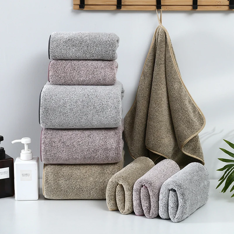 greyBamboo Charcoal Coral Velvet Bath Towel For Adult Soft Absorbent Quick-Drying Towel Home Bathroom Microfiber Towel Sets