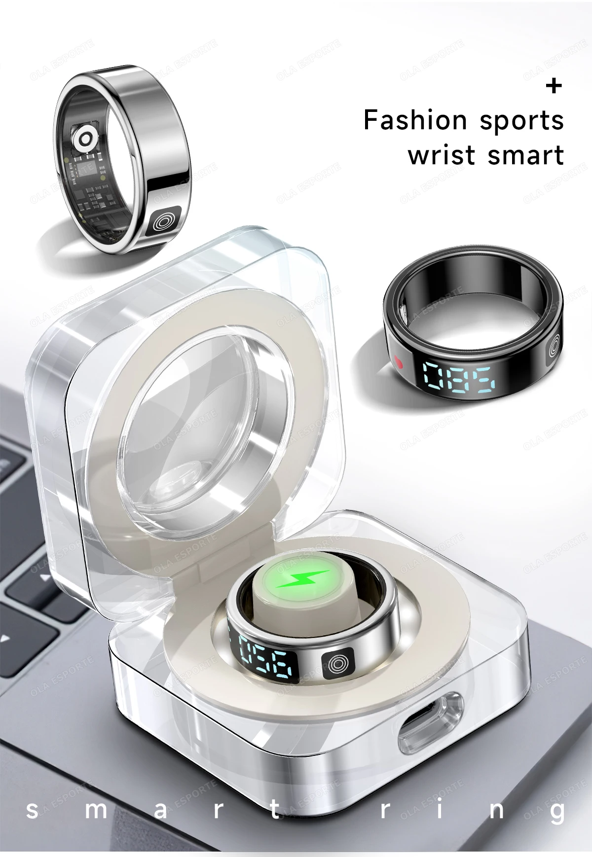 Intelligenter Ring mit Digitalanzeige, Fitness-Tracker, Schlaf- und Aktivitätsmonitor, Schrittzähler, Fernkamera, Tragbarer Ring für den täglichen Sport HT30 – Detail 20