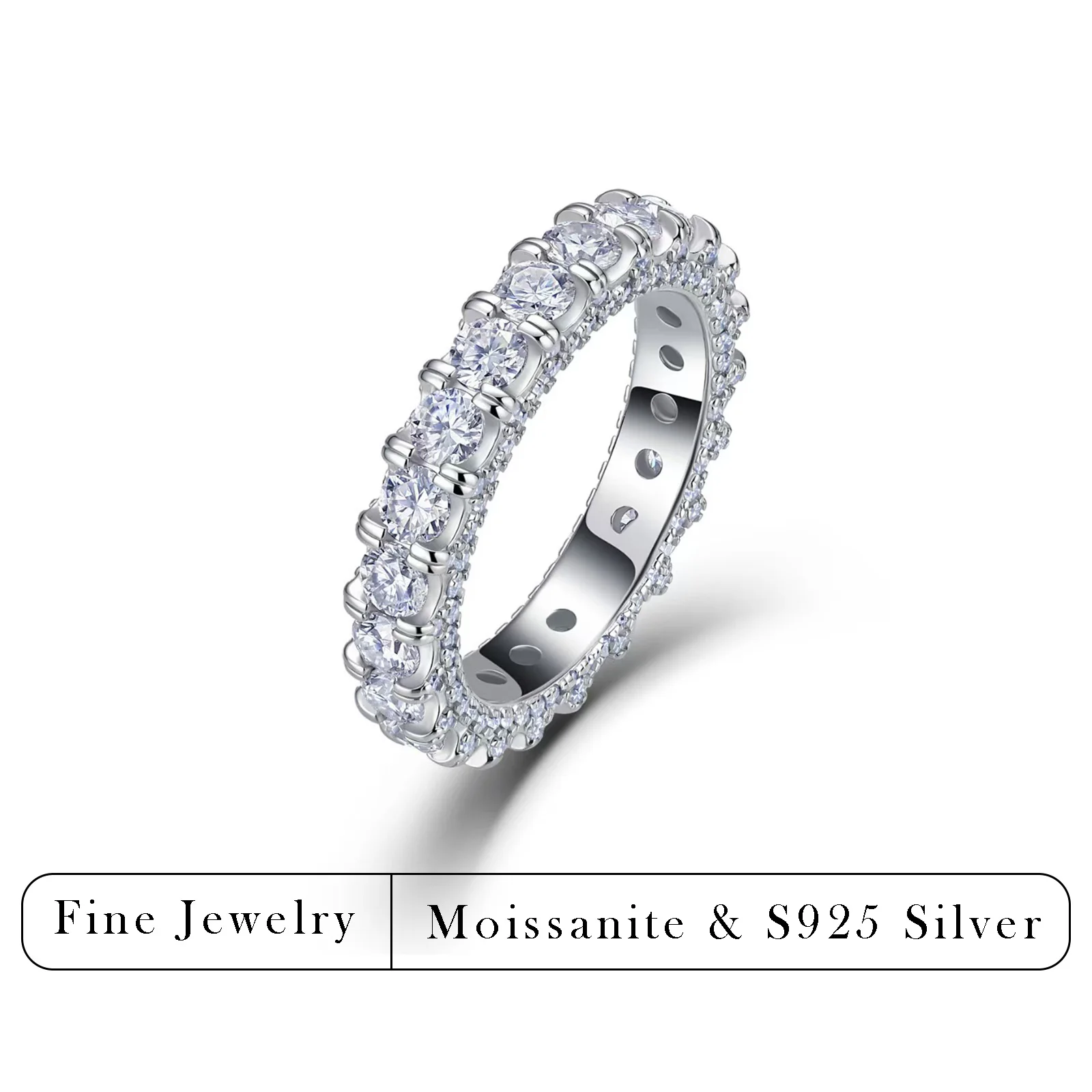 3.2CTW Moissanite Eternity Ring S925 Silver Full Paved Stackable Wedding Band Women Luxury Finger Fine Jewelry