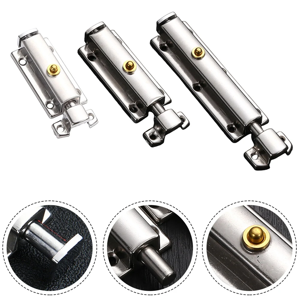 

3/4/6 Inch Stainless Steel Self-elastic Latch Button Door Latch Bolt Bolt Lock Sliding Bolt Rustproof Auto-unfold Button Parts