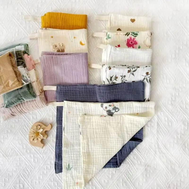 مجموعة A5YC مكونة من 5 قطع من مناشف القطن الناعمة الماصة لحديثي الولادة، مجموعة مناشف حمام أساسية للجنسين، مقاس 25 × 25 سم
