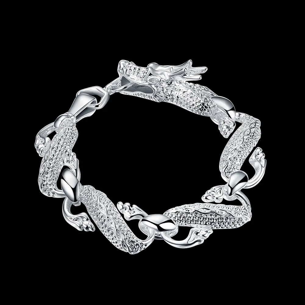 Charm 925 Sterling Silver Bracelets For Man Domineering Big Dragon Chain Lady Wedding Party Christmas Gifts Fashion Jewelry