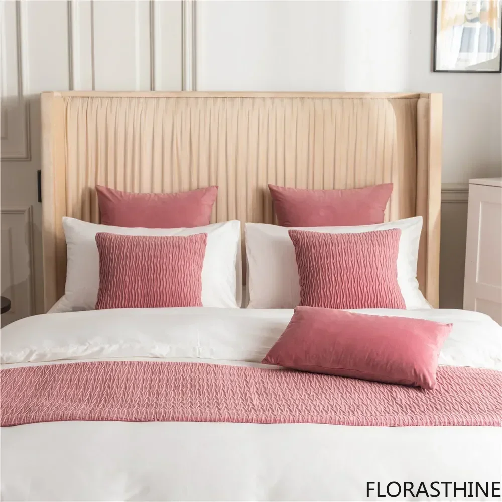 Velvet Three-Dimensional Geometric Bed Runner Bedding Thickened Dutch Wave Double-sided Dual-use Bed Hotel Towel Flag