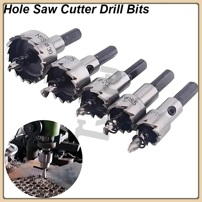 Hole Saw Cutter Drill Bit Set Holesaw Core HSS Wood Soft Metal Sheet Plastic PVC Stainless Steel High Speed for Power Tool