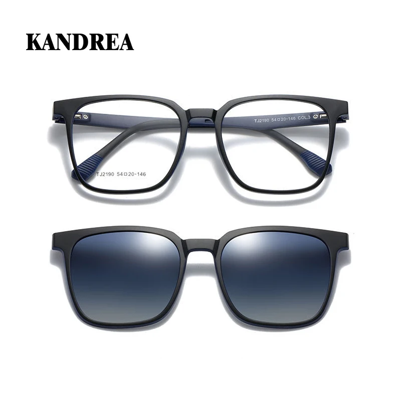 KANDREA Fashion Magnetic Clip on Optical Myopia Glasses For Men Women Polarized Sunglasses Prescription Reading Glasses TJ2190