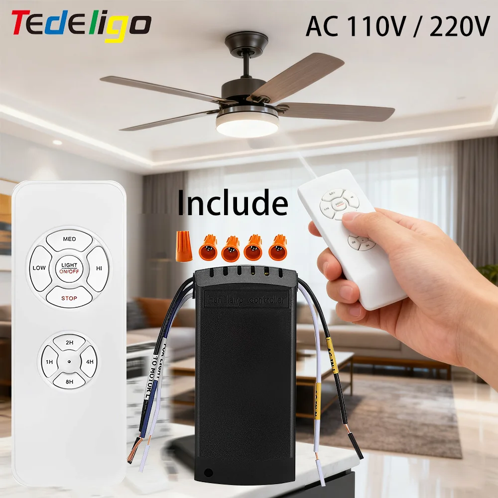 Universal Deckenventilator Lampe Fernbedienung Kit AC 110V 220V Timing Control Schalter Eingestellt Wind Geschwindigkeit Sender Empfänger