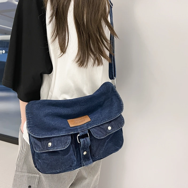 Denim Hobo Crossbody Bags For Women 2023 New Trends Purses And Handbags Multi Pockets Shoulder Messenger Bag Big Capacity Totes