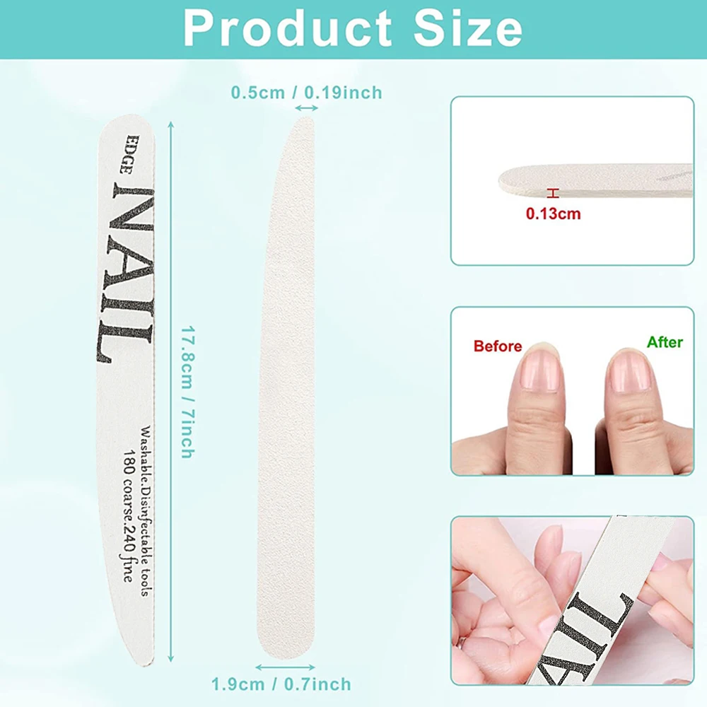 50/100 pçs lixa de unhas de lixa branca 180/240 grit profissional arquivos de unhas de madeira remover gel unha polonês pedicure manicure ferramentas
