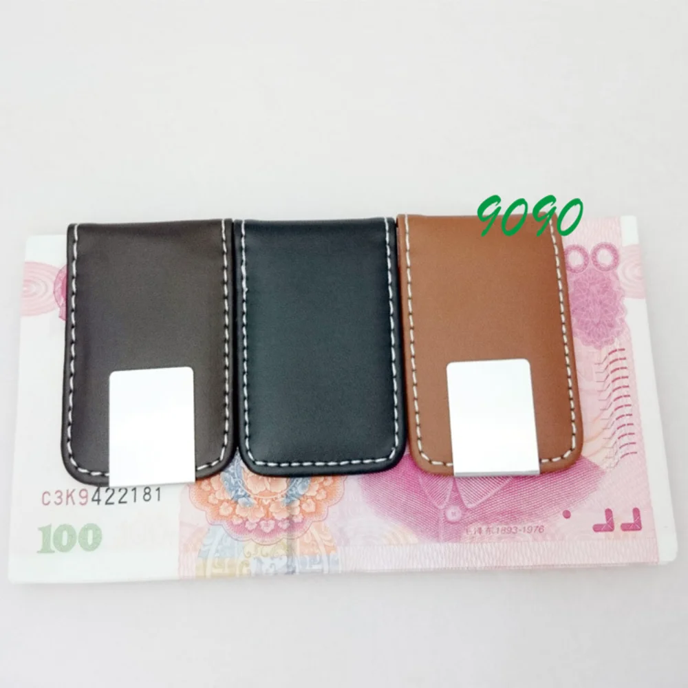 Strong Magnetic Simple Leather Mini Wallet Clip Magnetic Banknote Clip Strong Magnetic Pu Money Clip For Beach Shopping Travel