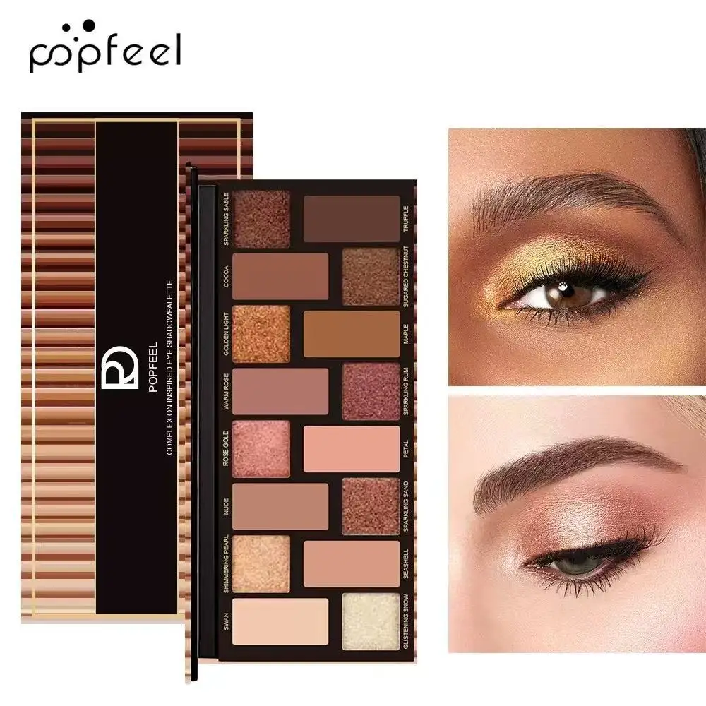 16-color eyeshadow palette with earth tones, pearl, and matte finishes for high-quality makeup