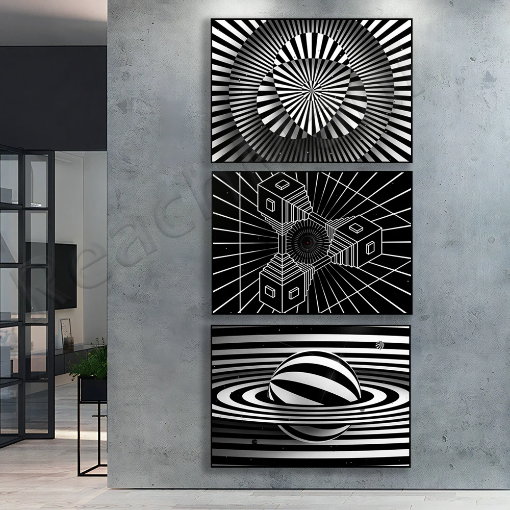 Illusion poster, op art spiral effect, modern, minimalism, abstract geometric optical canvas unique and interesting Éclectique