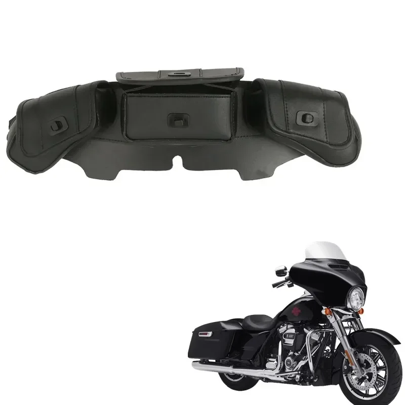 For Harley Touring Electra Street Glide 1996-2013 FLHTC FLHX FLHTCU Trike Motorcycle Parts Windshield Bag Tri Pouch 3 Pocket