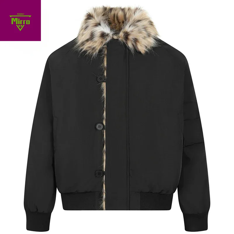 

Winter Fur Collar Jackets Men Thicken Warm Parkas Coats 2025 New Man Casual Loose Padded Jackets Outwear