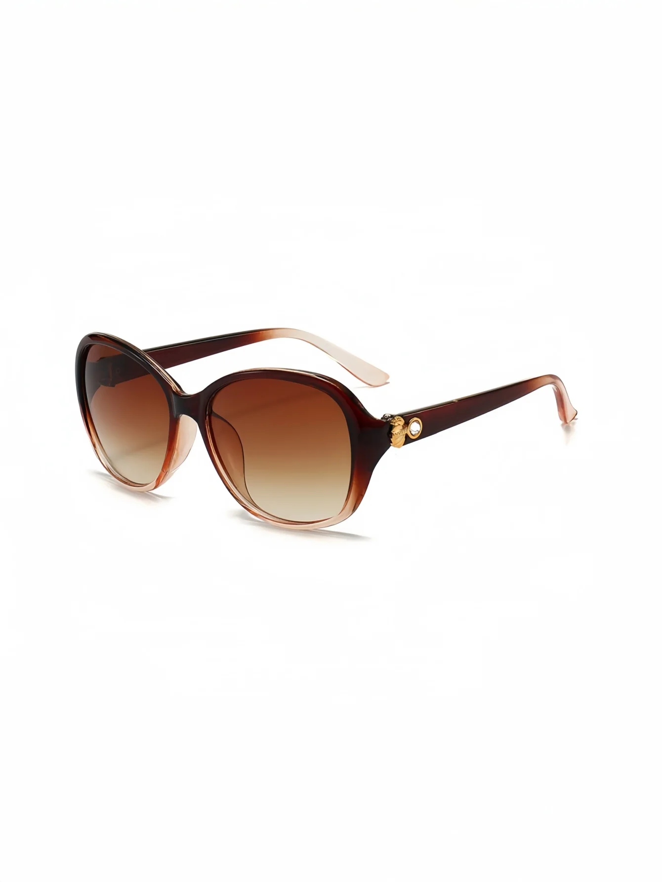 European and American women's retro round frame with metal plated accessories, exquisite and atmospheric sunglasses, daily sun p view 5