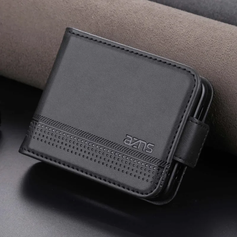 Leather Wallet Phone Case For Samsung Galaxy Z Flip 6 5 4 3 Flip5  Flip4  Flip6 5G Card Holder Kickstand Shockproof Back Cover