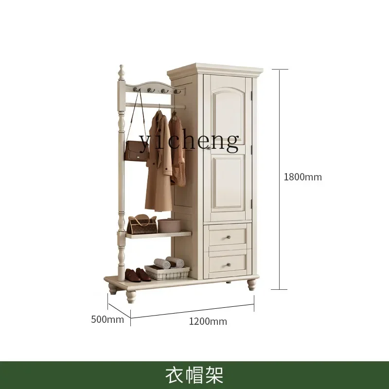 

white all-solid wood coat rack, bedroom floor-to-ceiling hanger, household vertical multi-functional rack