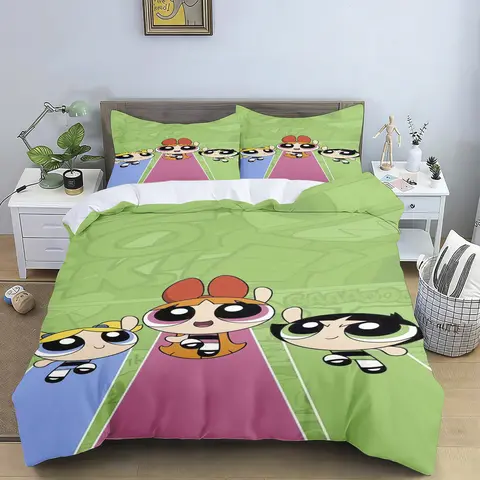 2/3 Piece Duvet Cover Set The Powerpuff Girls Printed Bedding Cartoon Style For Children Adult Bedroom Home Decor Perfect