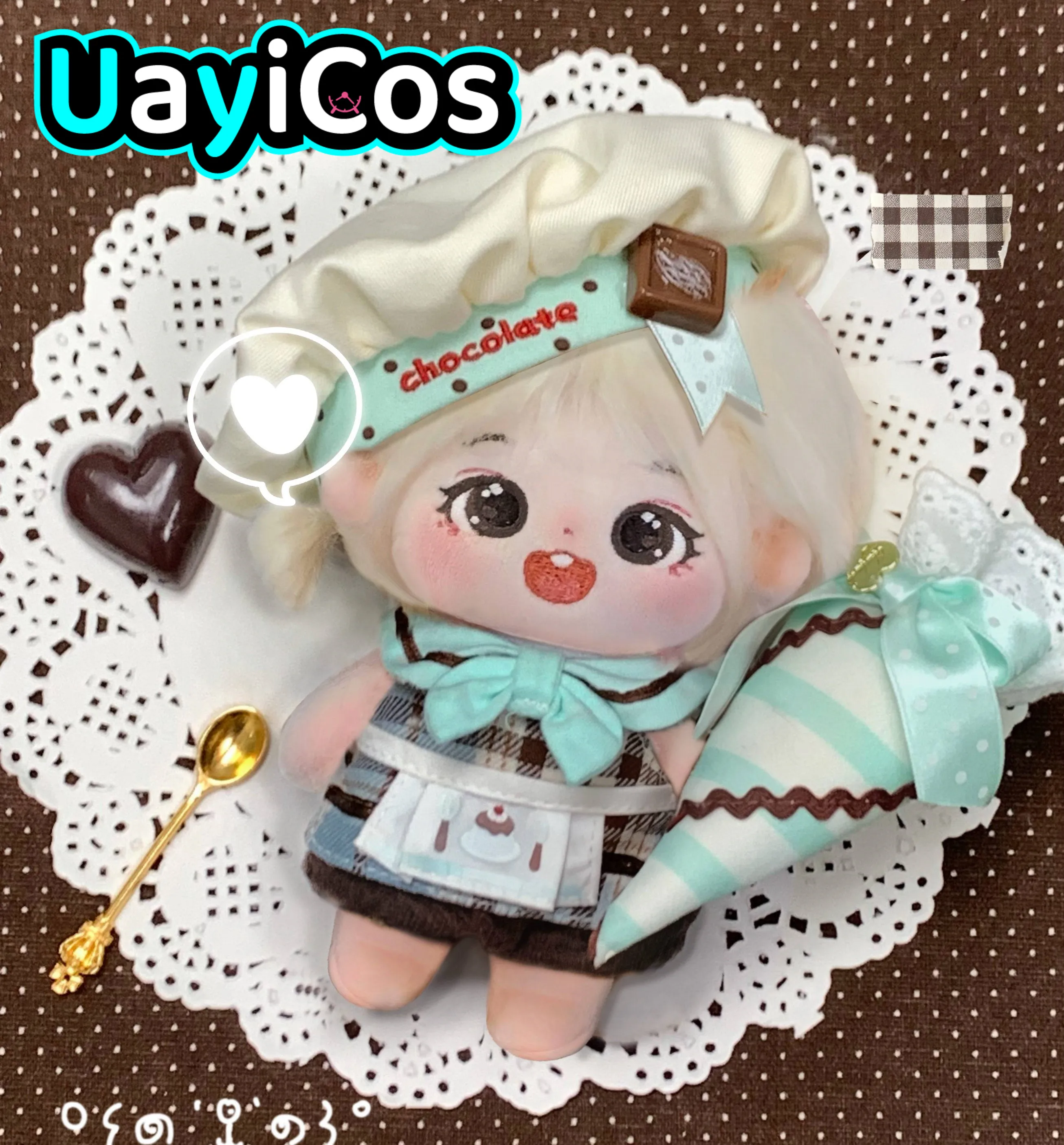 

10cm Doll Clothes Cute Chef Hat Apron Strawberry Mint Ice-cream cone Pendent Costume Suit Doll Anime Game Toy Kids Gifts Cosplay