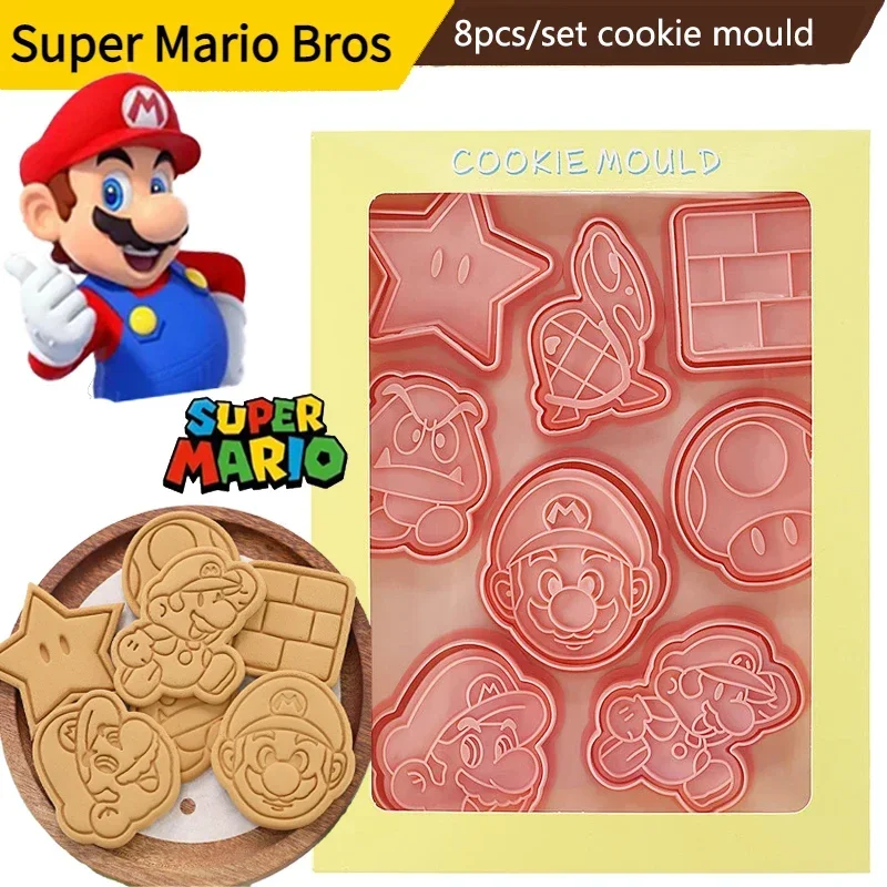 

8pcs/ Set Super Mario Bros. Accessories Baking Cookie Mold Cake Mold Cookie Decoration Plastic Cookie Cutter Christmas Gift