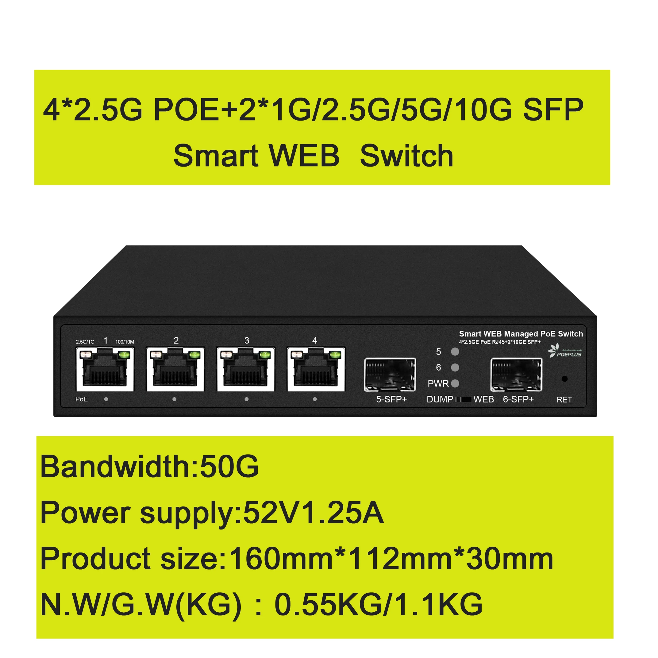 Imagem -06 - Switch Ethernet Poe ou Não Web Portas 2.5g Lite Switch Inteligente com Portas 10gbe Rj45 Uplink4 Mais Portas