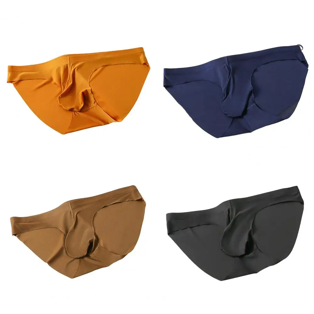 Charming Men Underpants  Stretchy Triangle Cutting Male Panties  Simple Mid-Rise Men Sexy Briefs