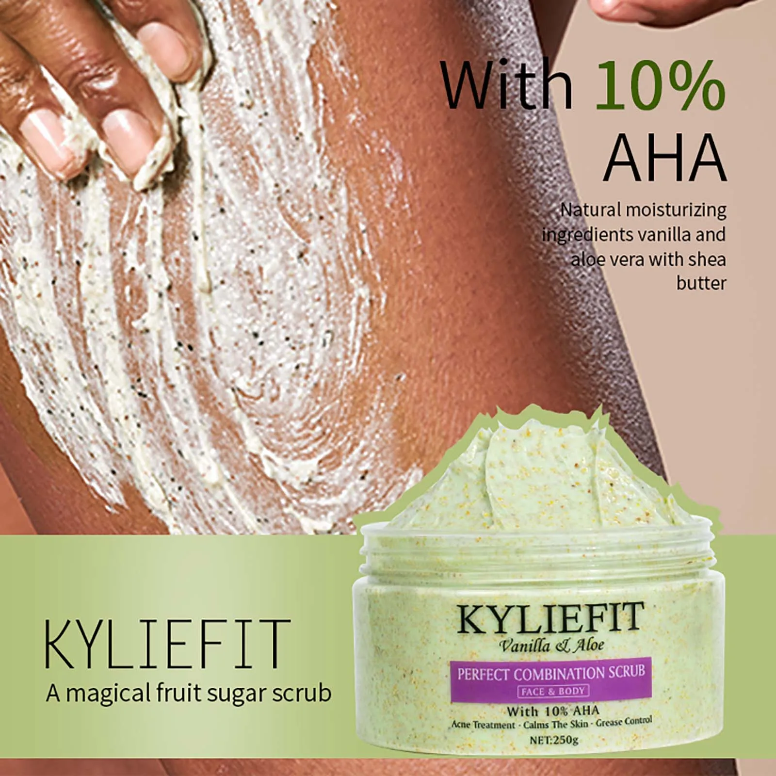 KYLIEFIT Premium Organic Scrub Set For Face, Body, Legs, Knee, Feet, Arms And Hands, Clean Skin, Reduce Spots, Moisturizing