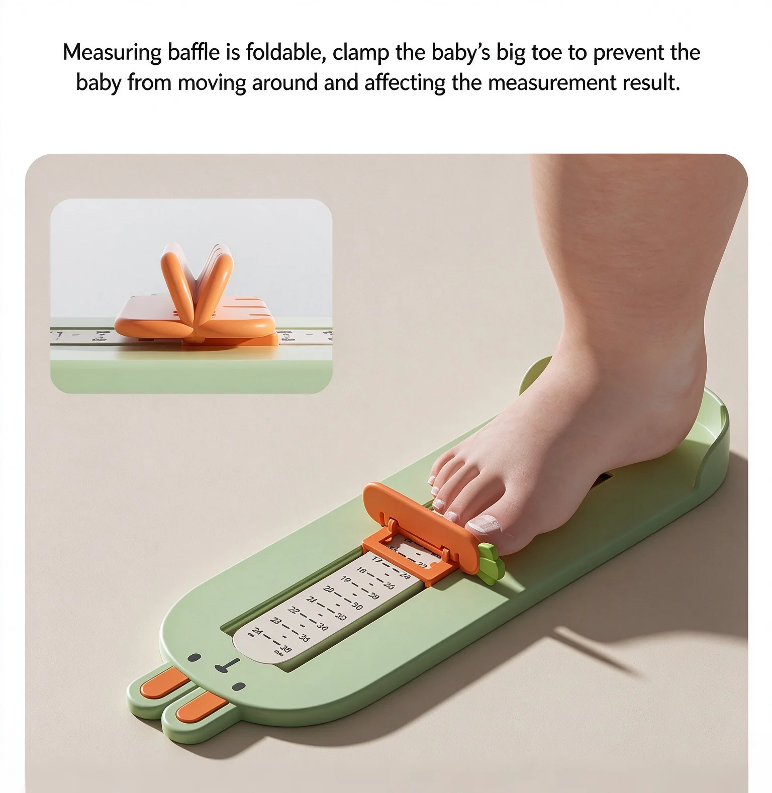 Cute Rabbit Kids Foot Measuring Ruler, 0-24cm Dual Scale Toddler Shoe Size Gauge for Home Use