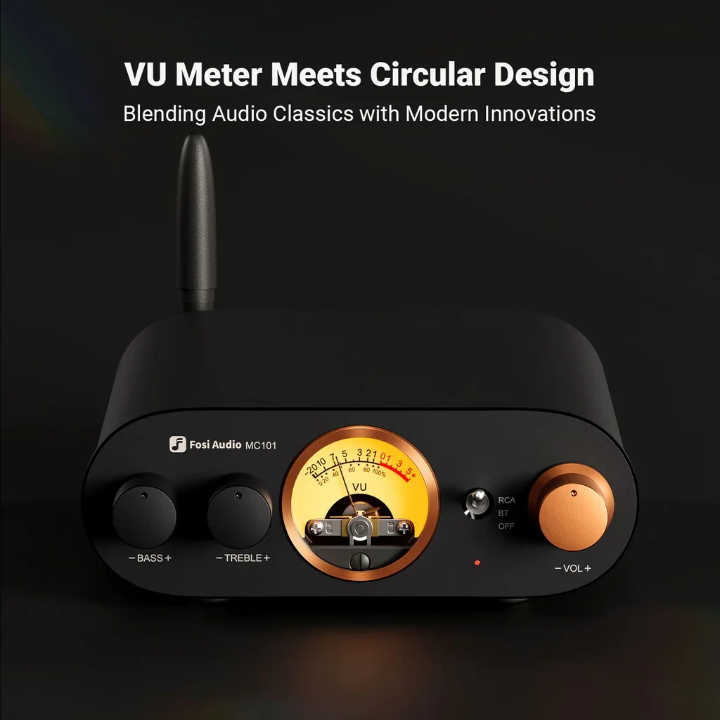 Fosi Audio MC101 Bluetooth Stereo Amplifier With VU Meter 2CH HiFi Receiver