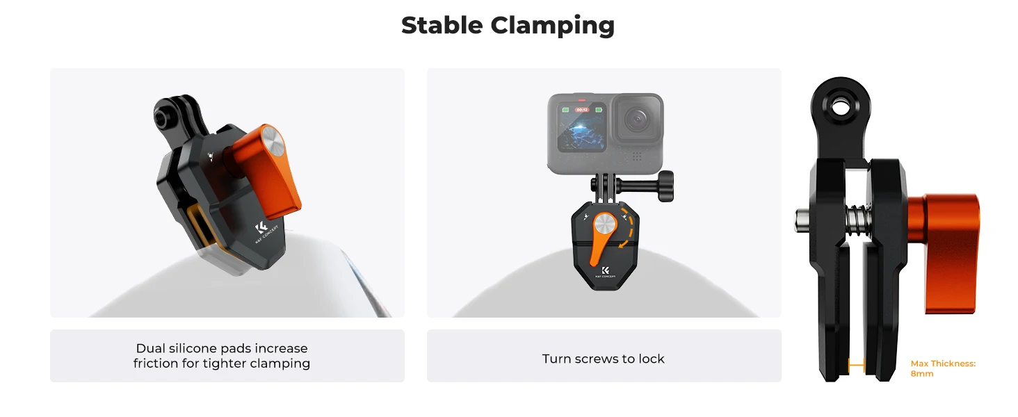 K&F CONCEPT Windschutzscheiben-Klemme für GoPro HERO 13/12/11 Motorrad-Kamerahalterung für DJI Osmo Action 6/5/4 Insta360 X6/X5 – Detail 5