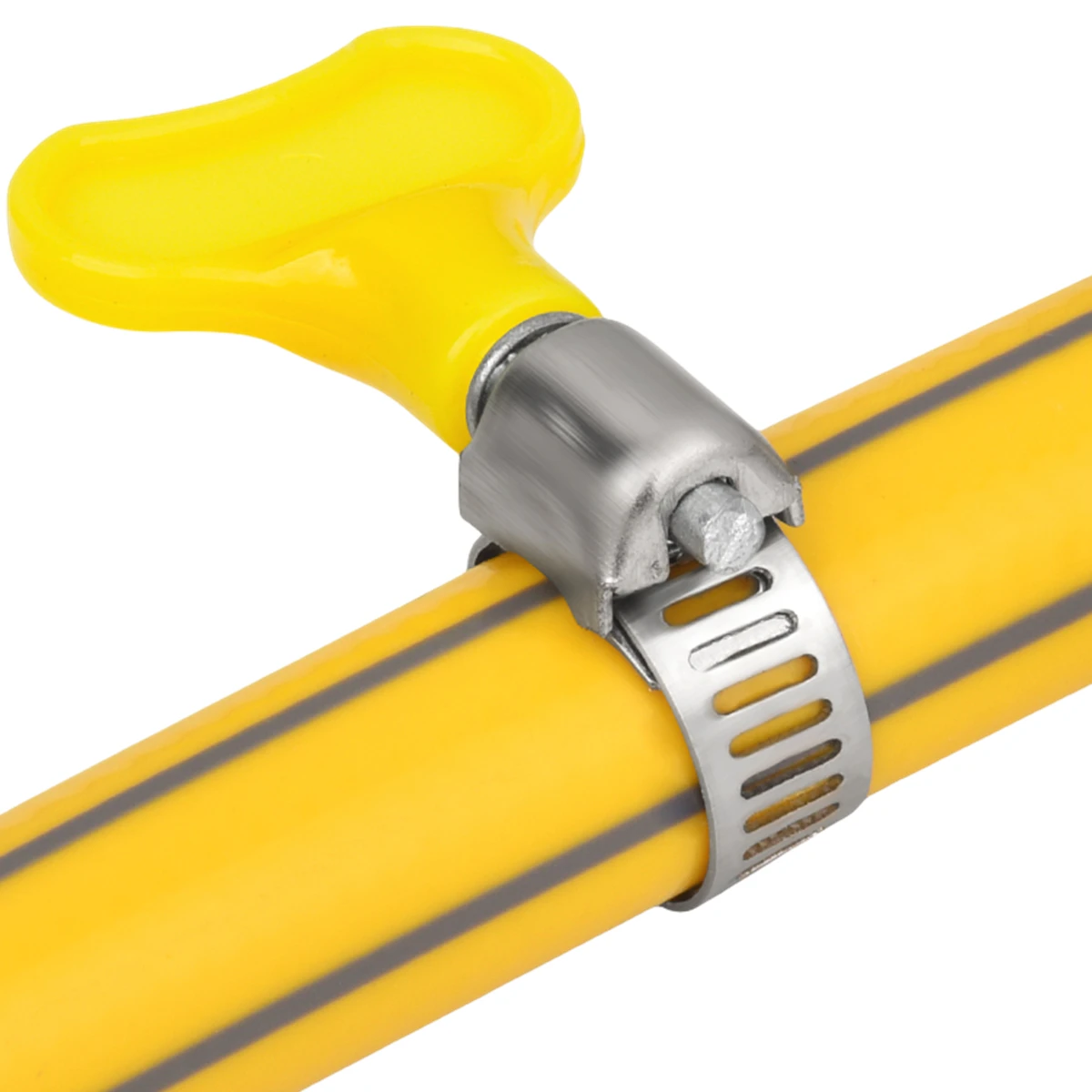 1 5 10PCS Adjustable 8-44mm 201 Stainless Steel Pipe Clips For Tube Yellow Plastic Handle Hand Twist Hose Clamps Worm Driving