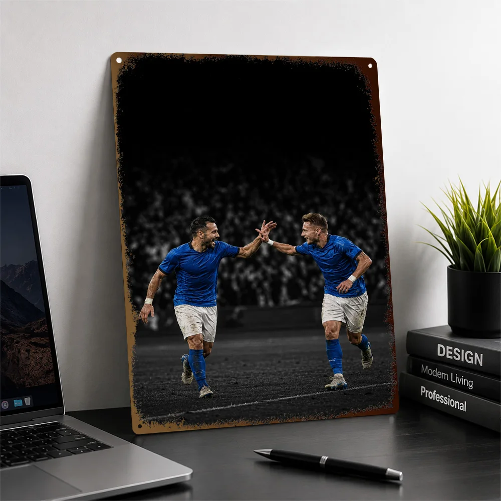 Fabio Quagliarella & Ciro Immobile Football Printed Poster Customized Metal Sign Club Legacy Style Wall Art Perfect For Lounge