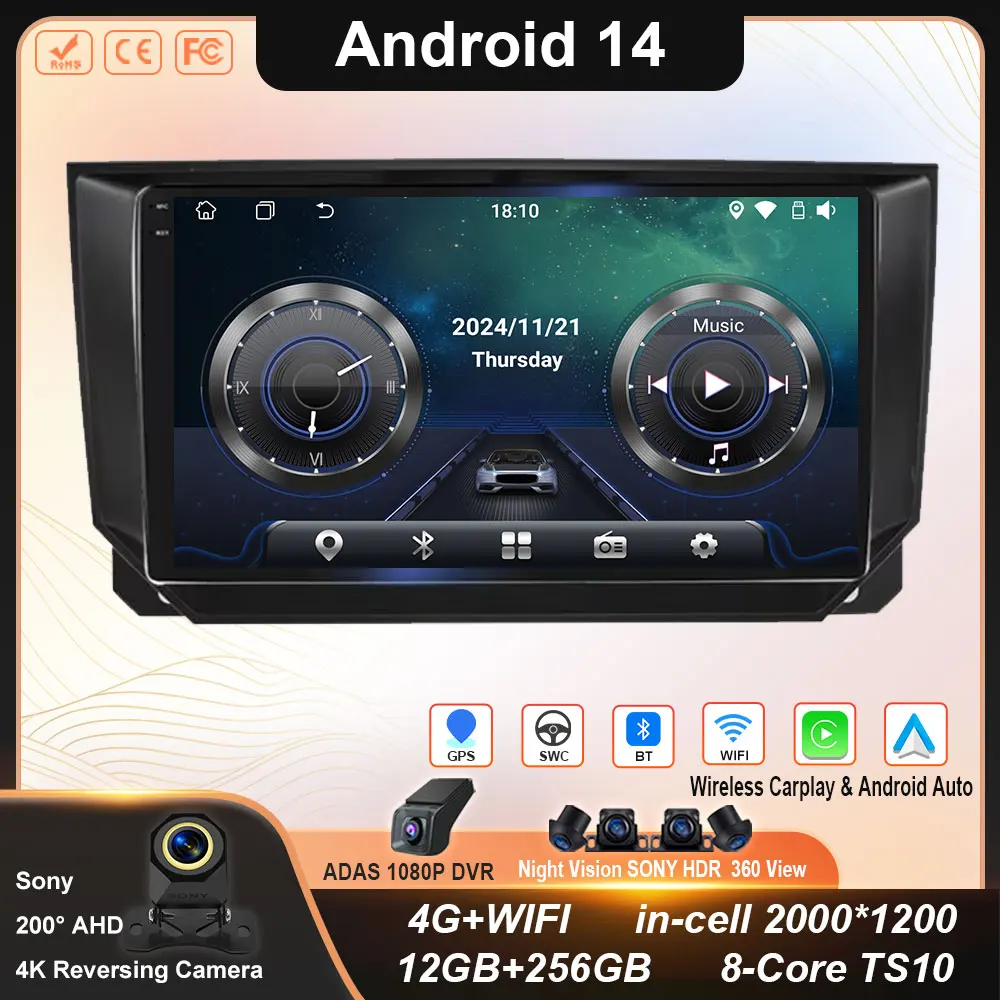 

Автомобильный радиоприемник Carplay Android для Seat Ibiza Arona 2017 2018 2019 2020, автомобильный мультимедийный плеер, голосовое управление, RDS, GPS-навигация