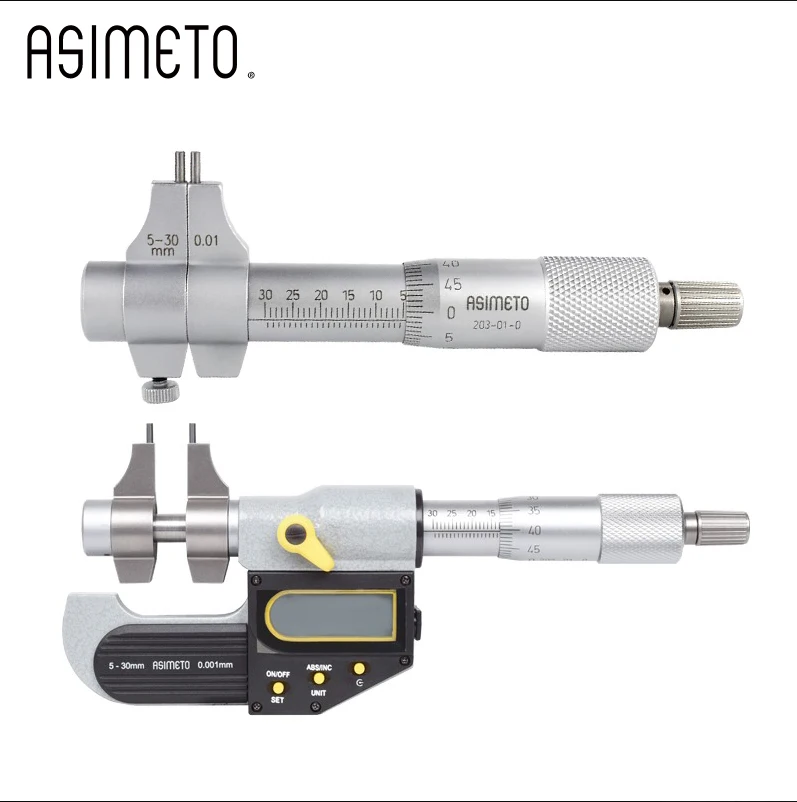 German ASIMETO 5-30-50-75-100-200mm0.01/ 0.001 Inside Micrometer Screw Gauge Metric Internal Micrometers Carbide Measuring Tools