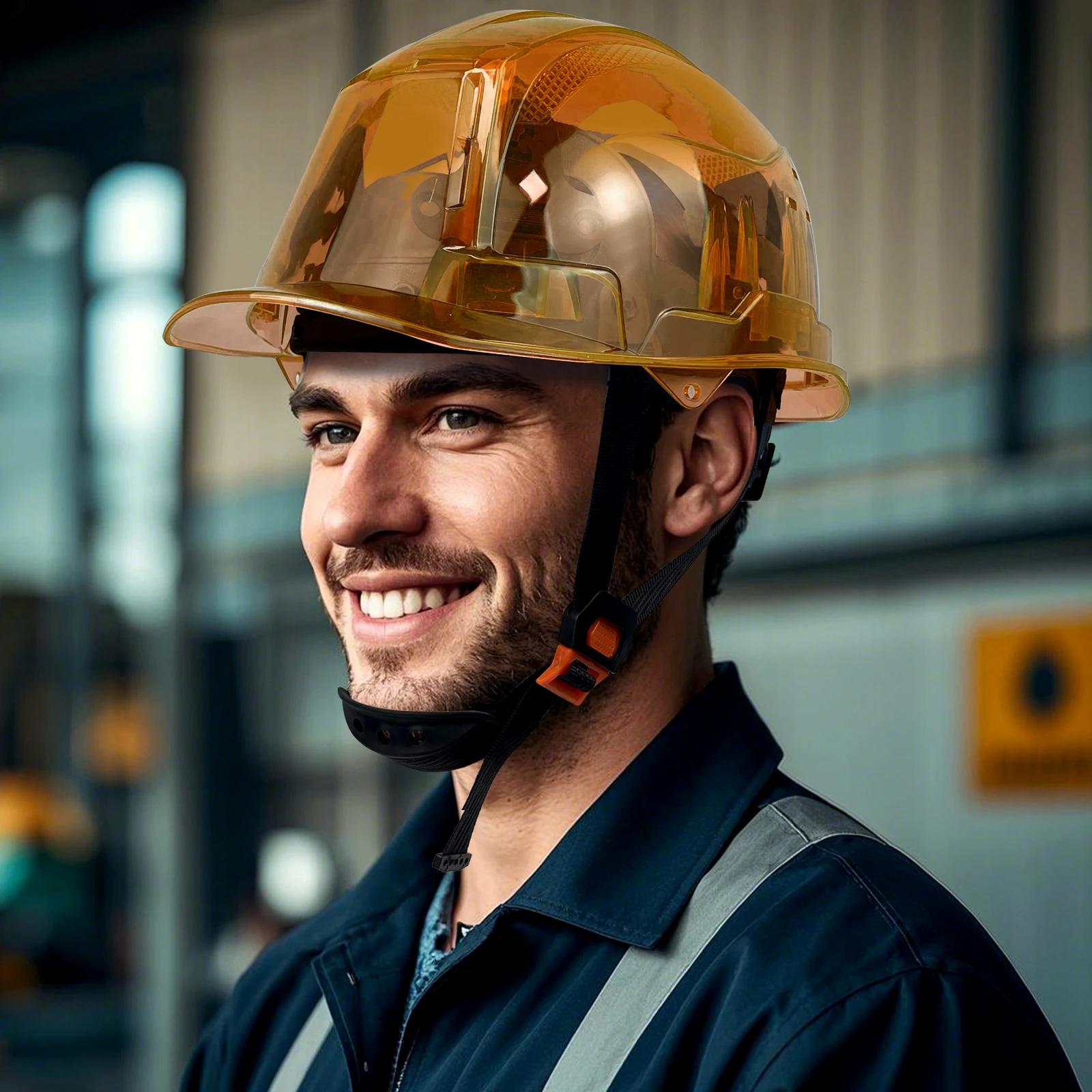 CE Construction Safety Hard Hats Full Transparent Shell Safety Helmet 6-Point Suspension Industrial Hardhats ANSI Approved