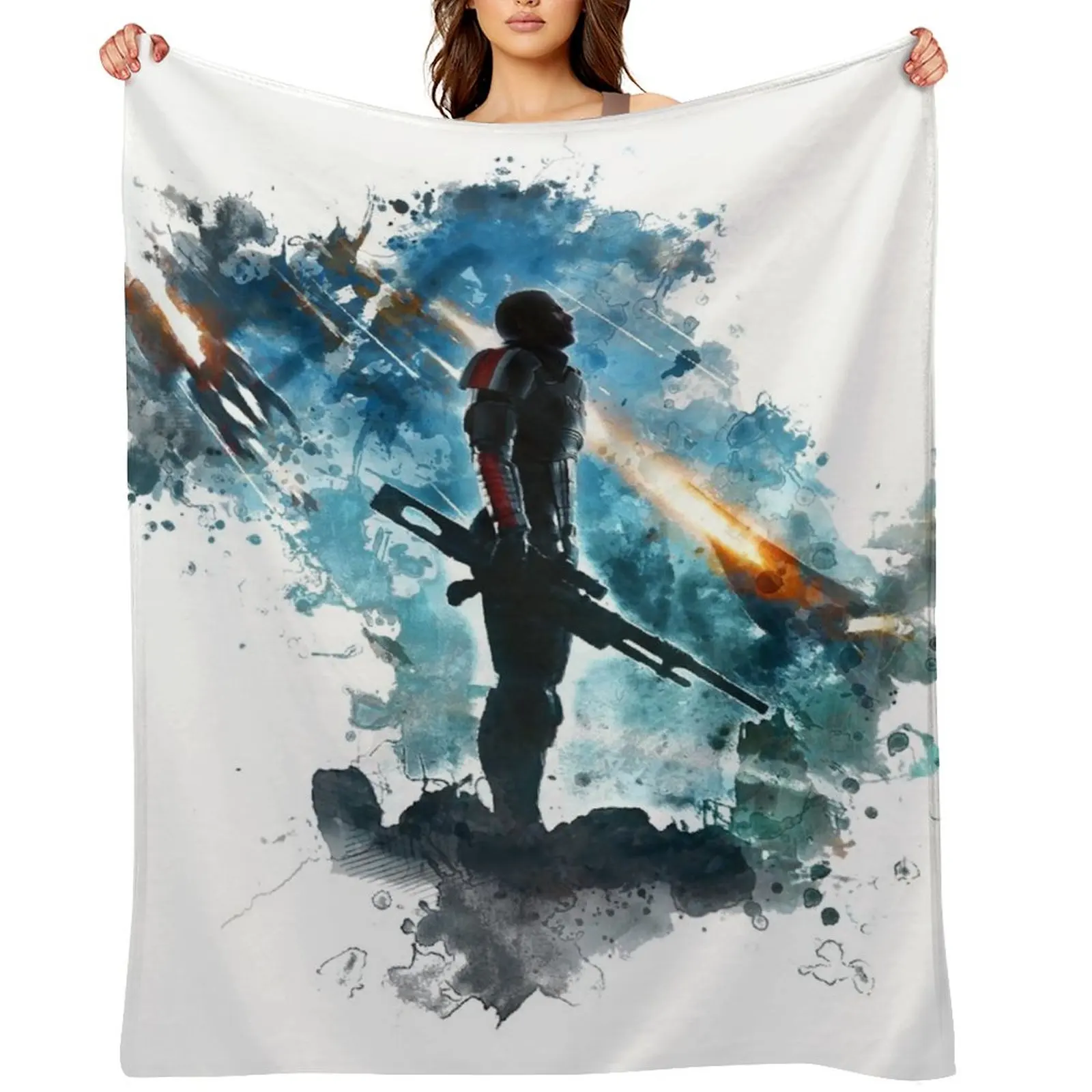 

Mass Effect Throw Blanket Thermal for sofa Luxury Thicken Soft Plush Plaid Blankets