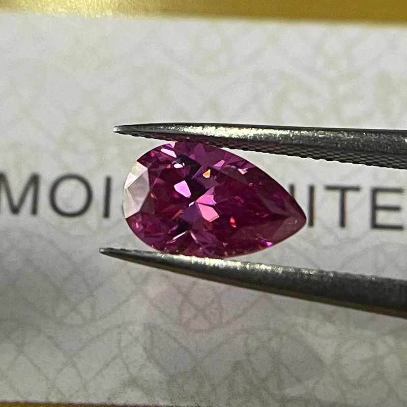 Wholesale Size 4x6~10x14mm Pink Color VVS1 Color Moissanites Pear cut Shape Loose Stone With Certificate