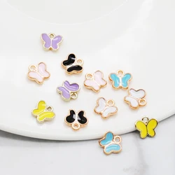 50 PC Little Cute Butterfly Shape Charm DIY Jewelry Bracelet Necklace Pendant Charms Gold Color Tone Enamel Floating Charm