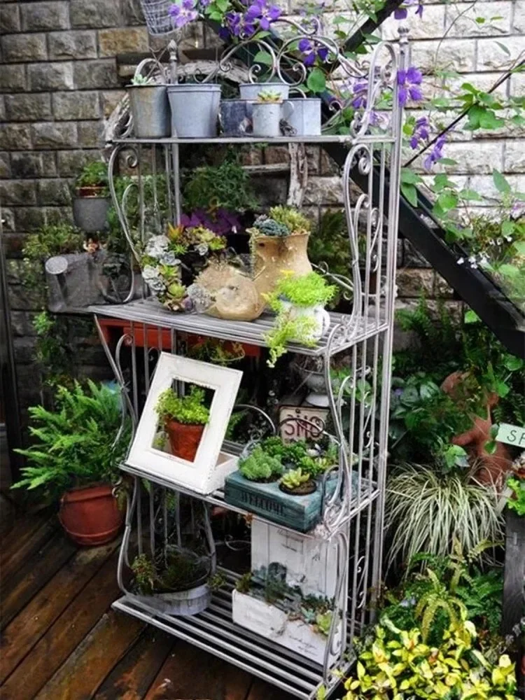 Floor-to-ceiling balcony flower stand, multi-layer gardening grocery display stand