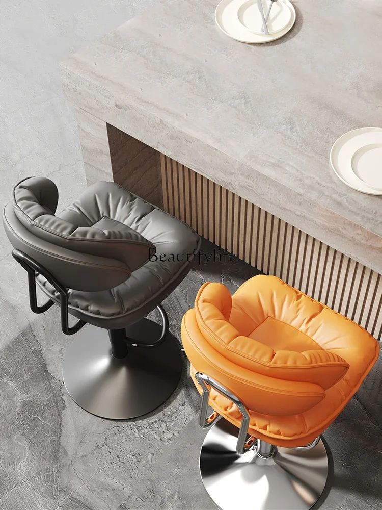 

Modern Simple Rotating High Stool Home Backrest Bar Chair Cashier Lifting Light Luxury