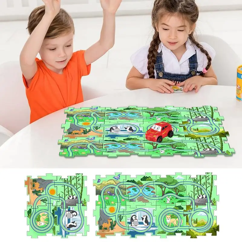 Puzzle Track Car Play Set para Crianças, Série Baseada em Terra, Car Race Track, Brinquedo do veículo educativo