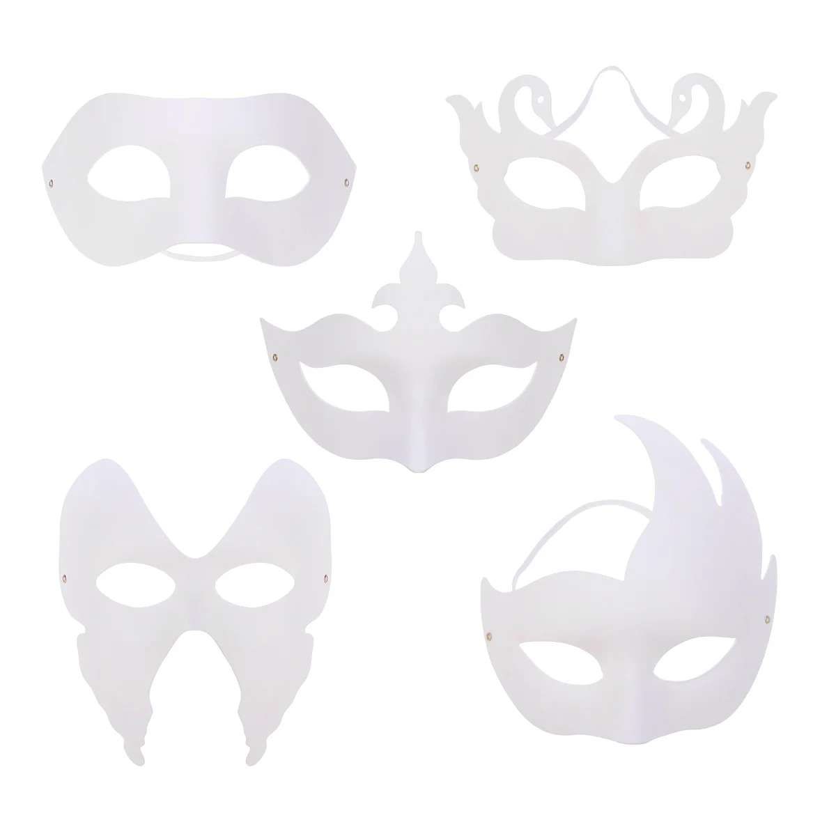 10 pièces masques de fête bricolage masques artisanaux Cosplay masques blancs décoratifs peints pour Costume déguisement fête (2 pièces + 2 pièces + trois pointes