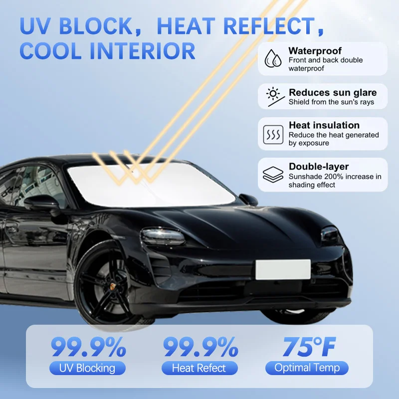 

Car Windshield Sun Shade For Porsche Taycan 2020-2022 Sunshade Sun Visor Protector Blocks UV Rays Summer Car Accessories