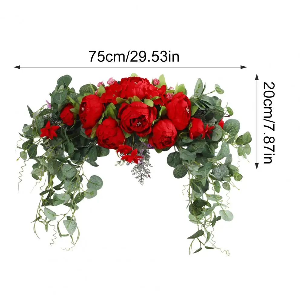 Fake Silk Flower Elegant Artificial Peony Flower Swag for Wedding Party Decor Green Leaves Floral Arch Welcome Sign Decorative