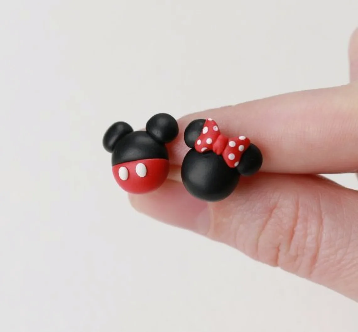 2025 New Design Fashion Cartoon Cute Mouse Stud Earrings For Women Girl 100% Handmade Polymer Clay 3d Animal Earrings Best Gift