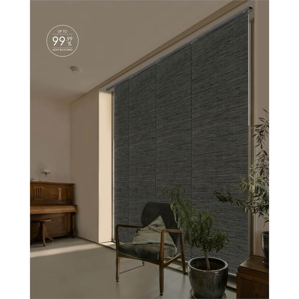 

Design New 99.99% Blackout Adjustable Sliding Vertical Blinds 45.8"- 86" W x 96" H, Extendable Panel Track Blinds for Sliding