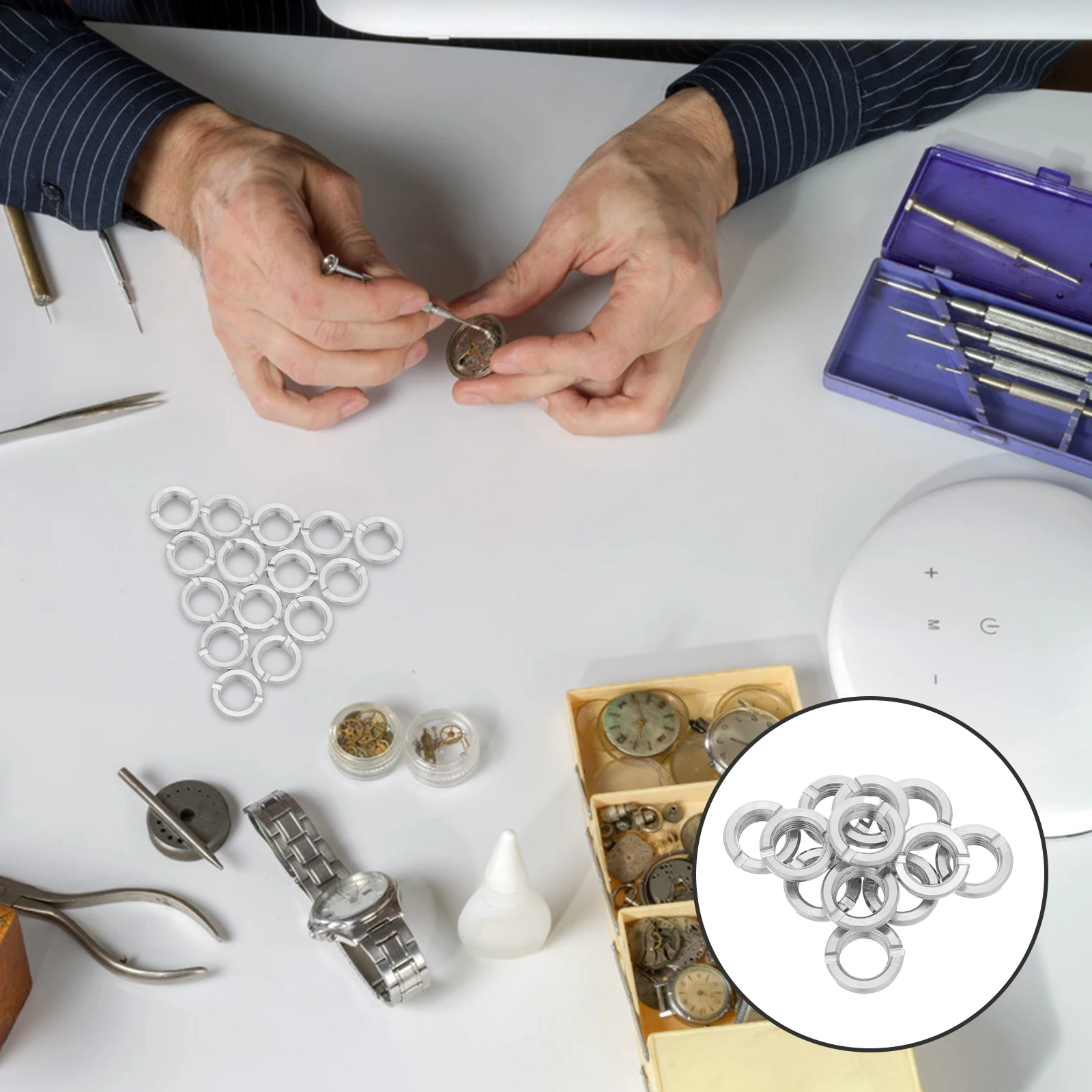 

20 Sets Wall Clocks Quartz Nut Dial Movement Operated Parts Mute Fastener Silver Accessories Mechanism