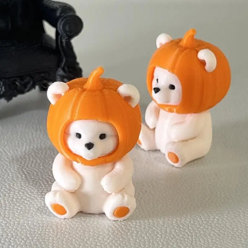 Halloween Decorations Miniature Resin Bear Figurine With Pumpkin Hat Bear Statues with Raised Features for Fall and Desk 55KF
